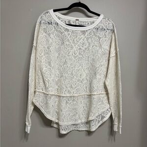 Free People Ivory Lace Knit Oversized Top. Womens size small